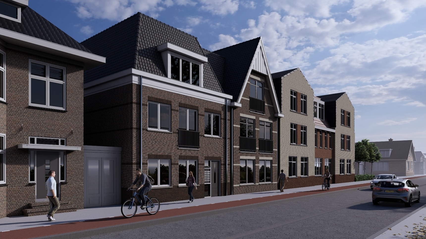 Sfeerplattegronden van linkerwoning met verschillende indelingsopties