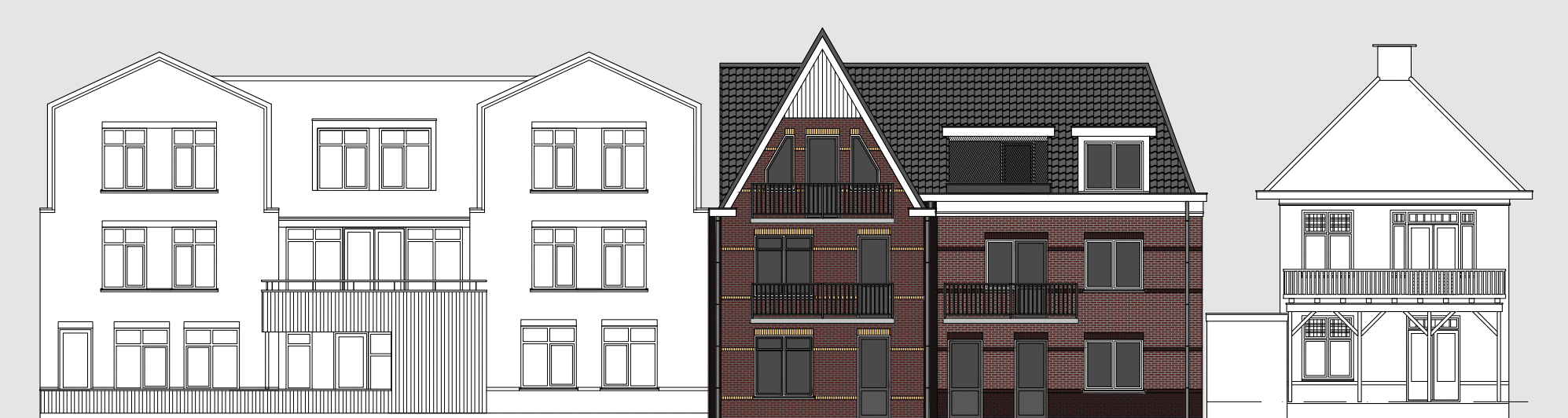 Moderne woningen aan het water in groene woonwijk